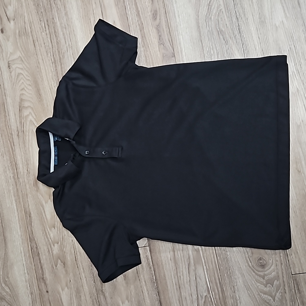 Black Polo Short Sleeve Shirt Men's Medium Perry Ellis